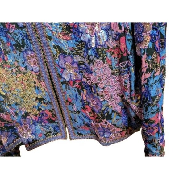 Indigo Moon Beaded Open Front Cardigan with Sequins sz XXL Purple Pink Gold NWT - Picture 5 of 8
